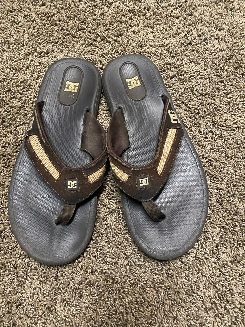 DC Two-Tone Brown and Beige Men's Flip Flops